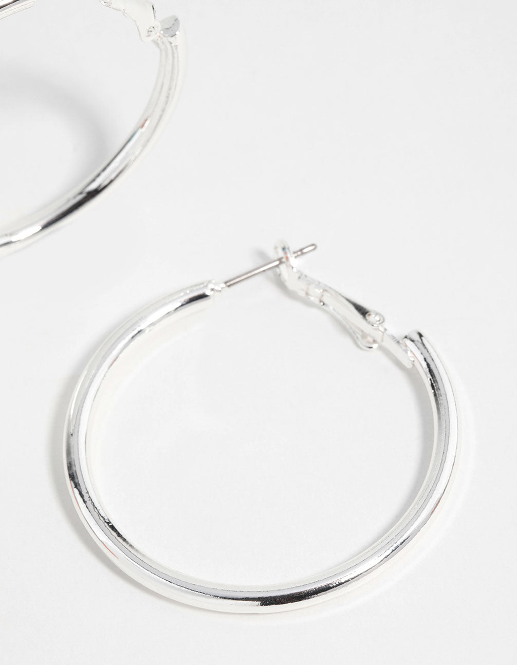 Silver Narrow Hinged Hoop Earrings