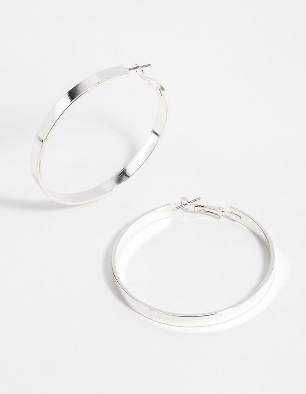 Silver Textured Hoop Earrings