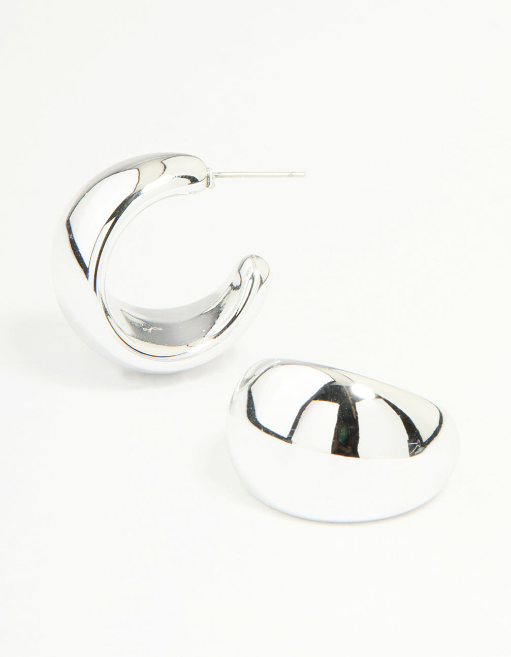 Silver Chunky Bubble Teardrop Hoop Earrings
