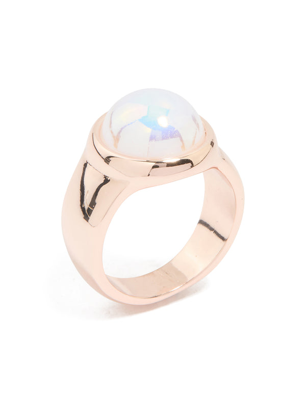 Rose Gold Pearl Statement Ring