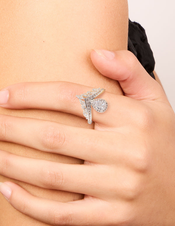 Silver Plated Princess Cut Cubic Zirconia Ring