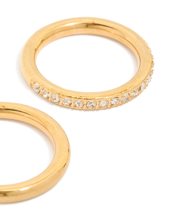 Waterproof Gold Plated Triple Band Stacking Rings 3-Pack