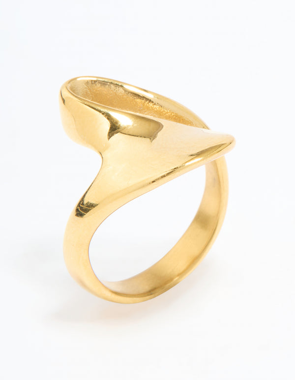 Waterproof Gold Plated Stainless Steel Open Swirl Ring