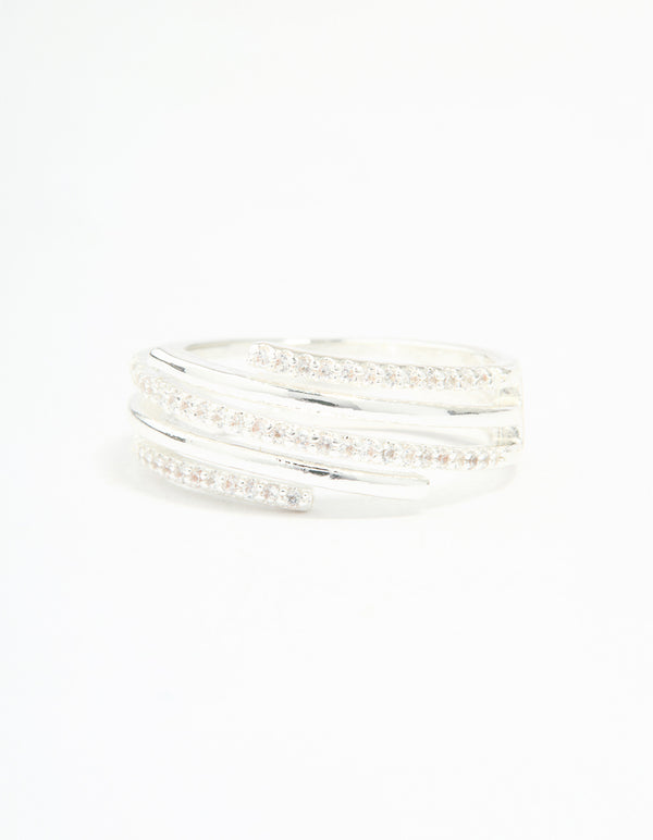 Silver Plated Cubic Zirconia Dainty Wrap Ring