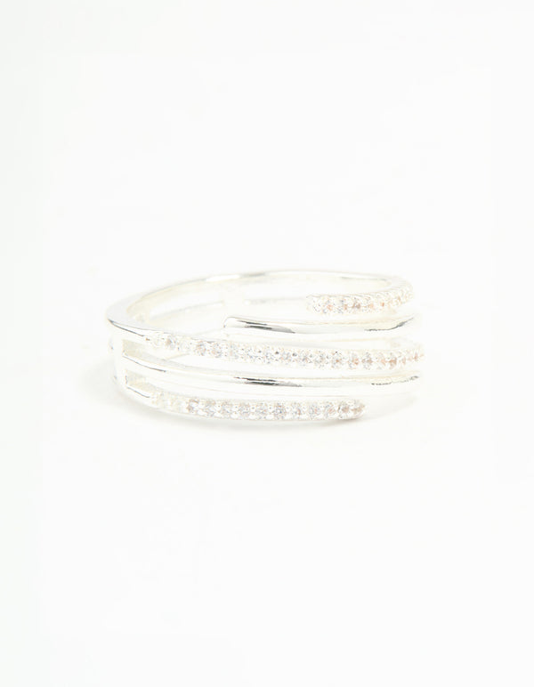 Silver Plated Cubic Zirconia Dainty Wrap Ring