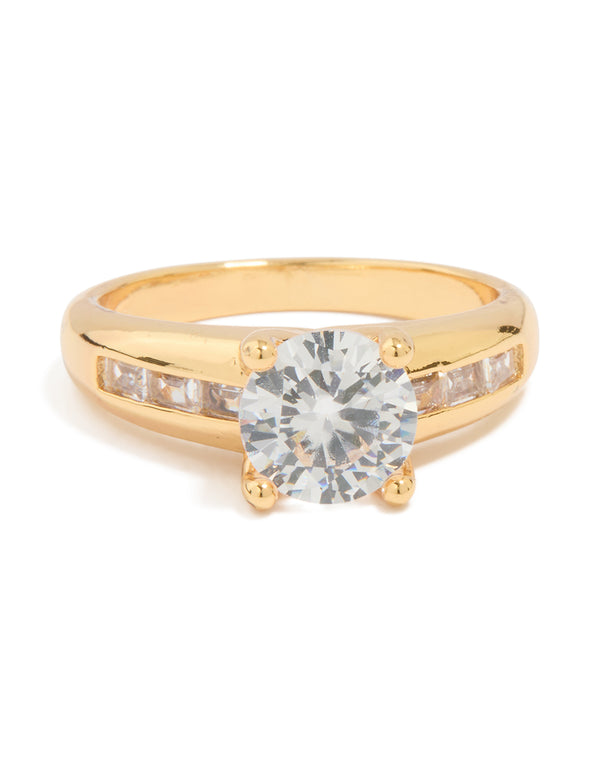 Gold Plated Cubic Zirconia Round Band Ring