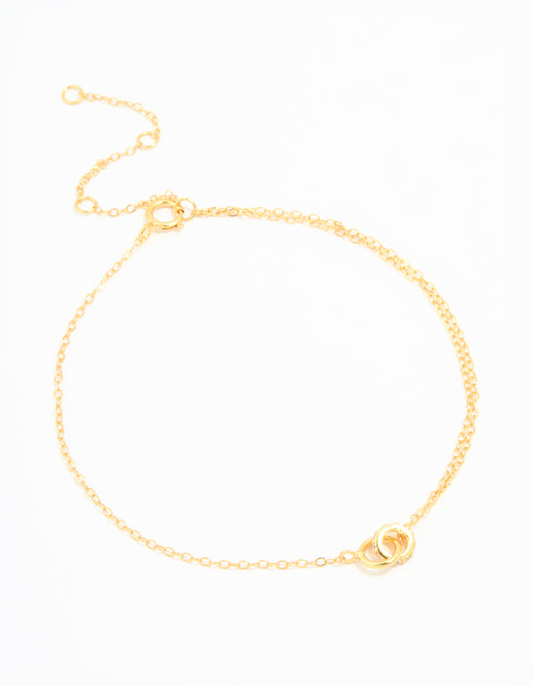 Gold Plated Sterling Silver Tiny Linked Hoops Bracelet