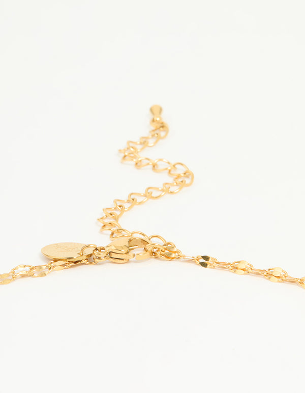 Waterproof Gold Plated Stainless Steel Layered Chain Y-Necklace