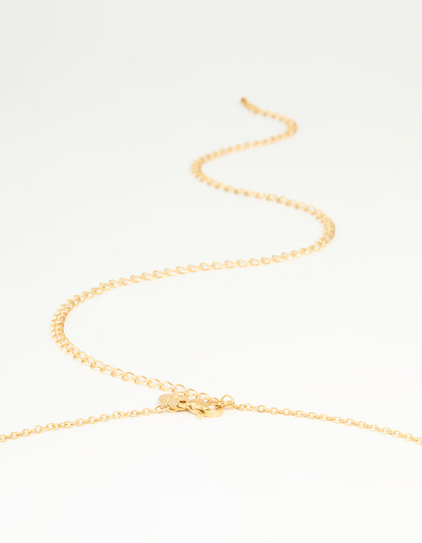 Featuring waterproof gold plated stainless steel with cubic zirconia charms, this embellished waist chain detail view
