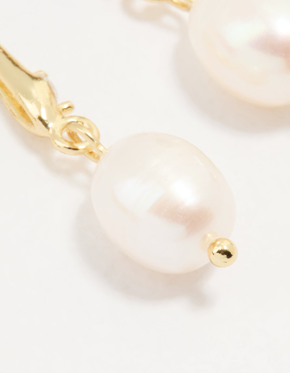 Gold Plated Cubic Zirconia Freshwater Pearl Drop Hook Earrings