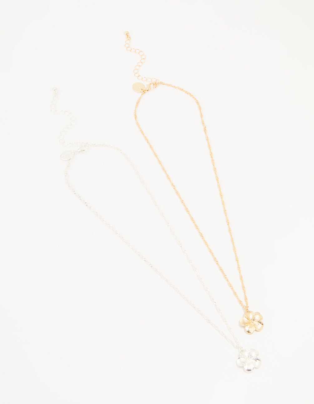 Mixed Metal Frangipani Pendant Necklaces 2-Pack