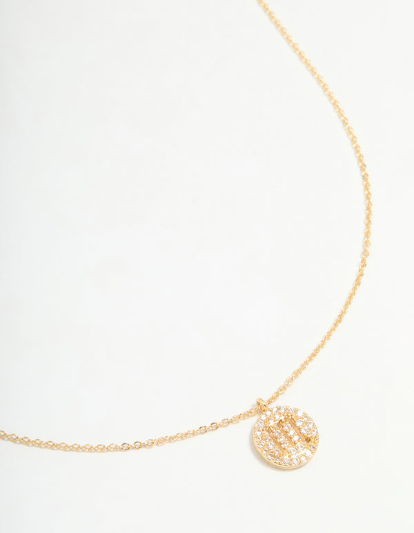 Gold Plated Cubic Zirconia Scorpio Circle Necklace