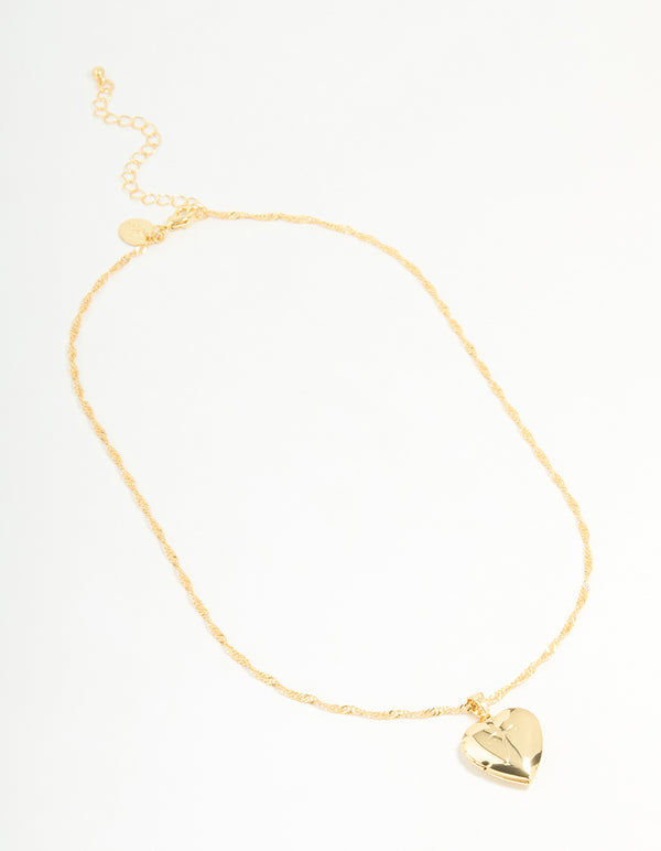 Gold Plated Heart Locket Necklace