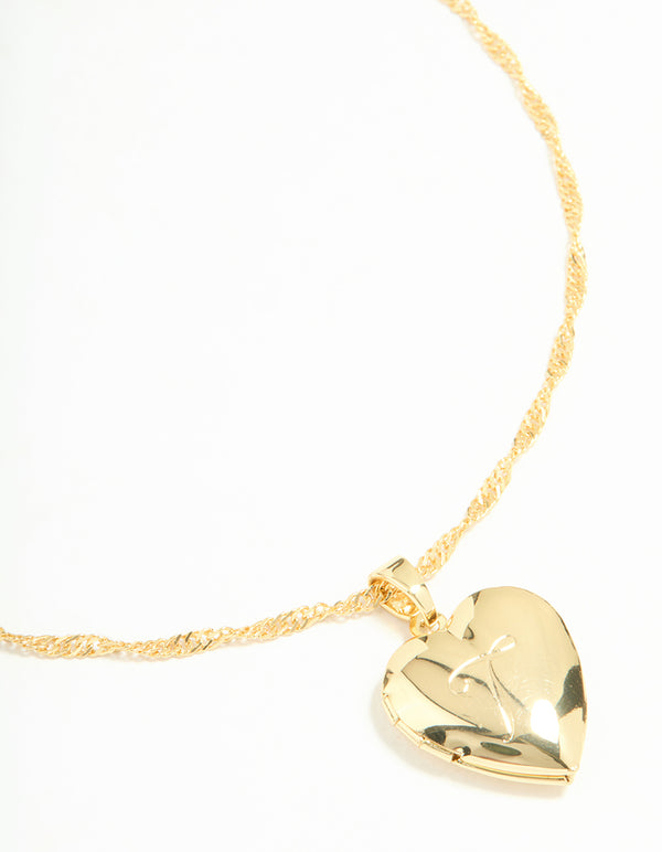 Gold Plated Heart Locket Necklace