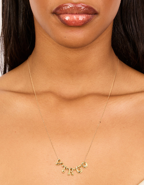 Gold Plated Bubble Virgo Pendant Necklace