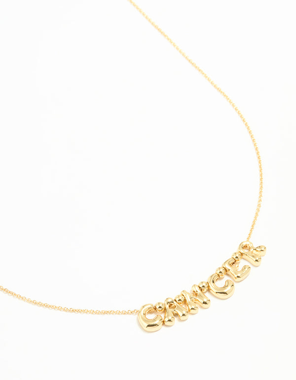 Gold Plated Bubble Cancer Pendant Necklace