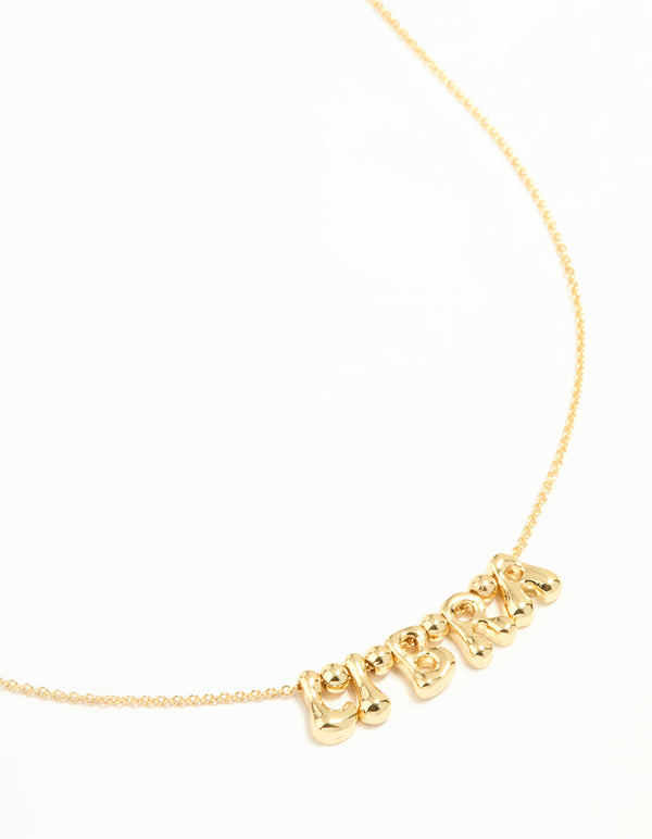 Gold Plated Bubble Libra Pendant Necklace
