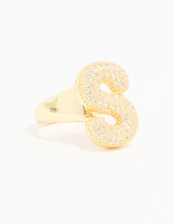 Gold Plated Cubic Zirconia Bubble S Pavé Ring