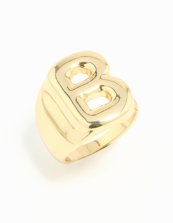 Gold Plated Bubble Letter B Ring