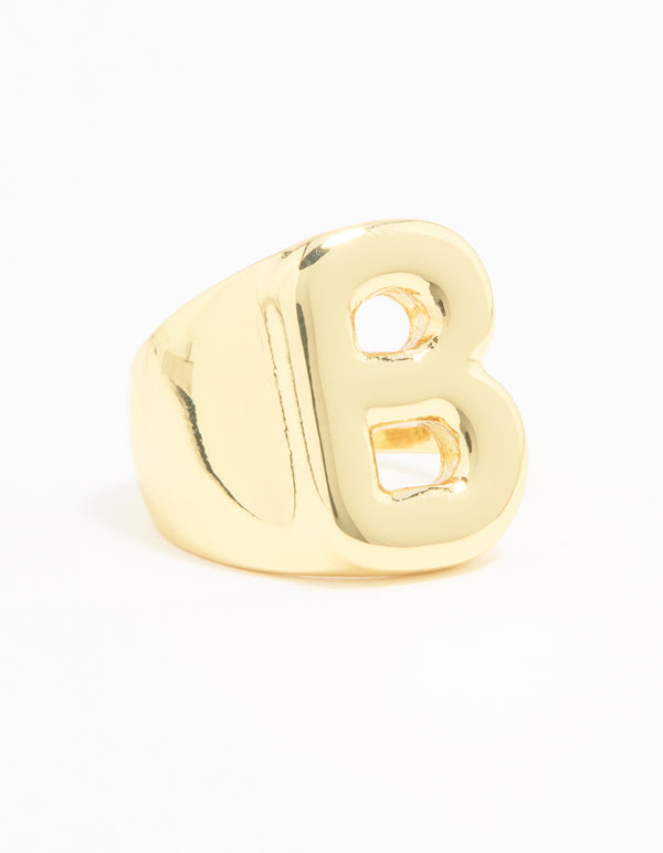 Gold Plated Bubble Letter B Ring