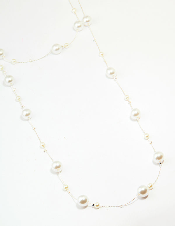 Silver Pearl Layered Necklace