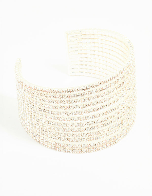 Silver Diamante Strand Wrist Cuff