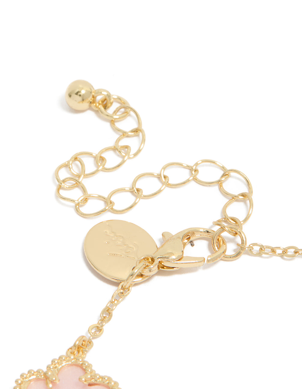 Gold Plated Pink Flowers Charm Bracelet