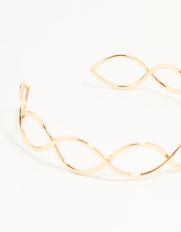 Gold Twisted Over Arm Cuff