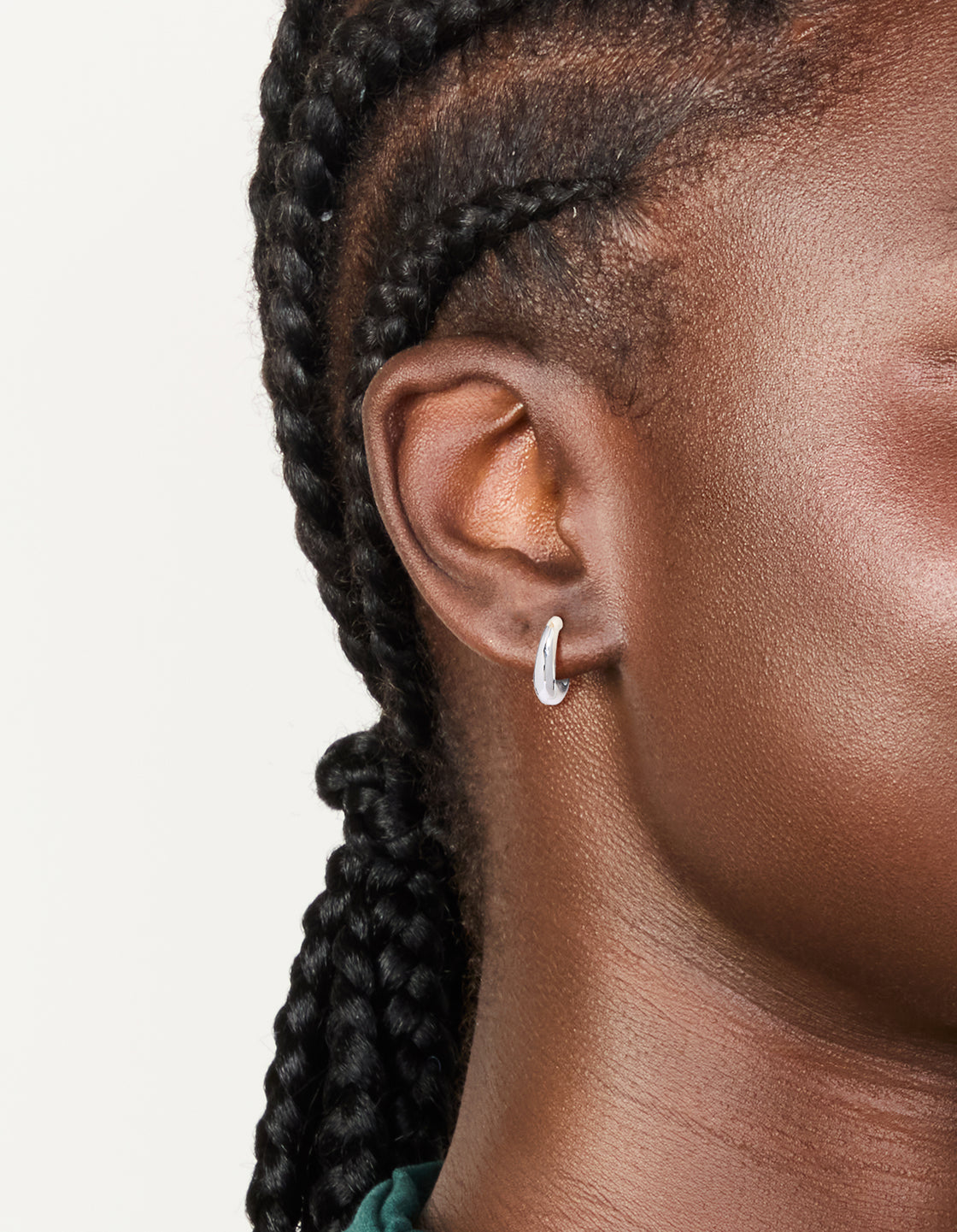 Silver Warped Chunky Huggie Earrings