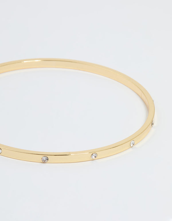 Gold Plated Diamante Inlay Bangle