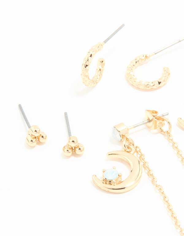 Gold Celestial Stacker Earrings 5-Pack