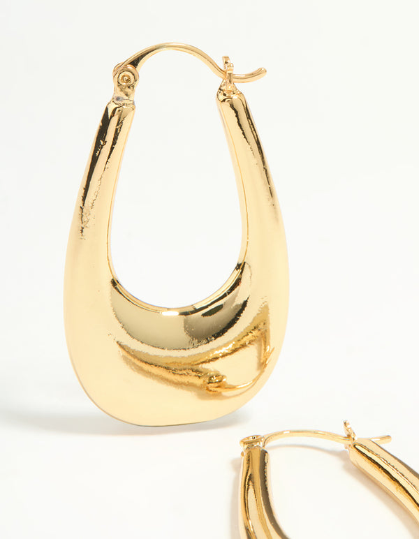 Gold Plated Oval Hoop Earrings