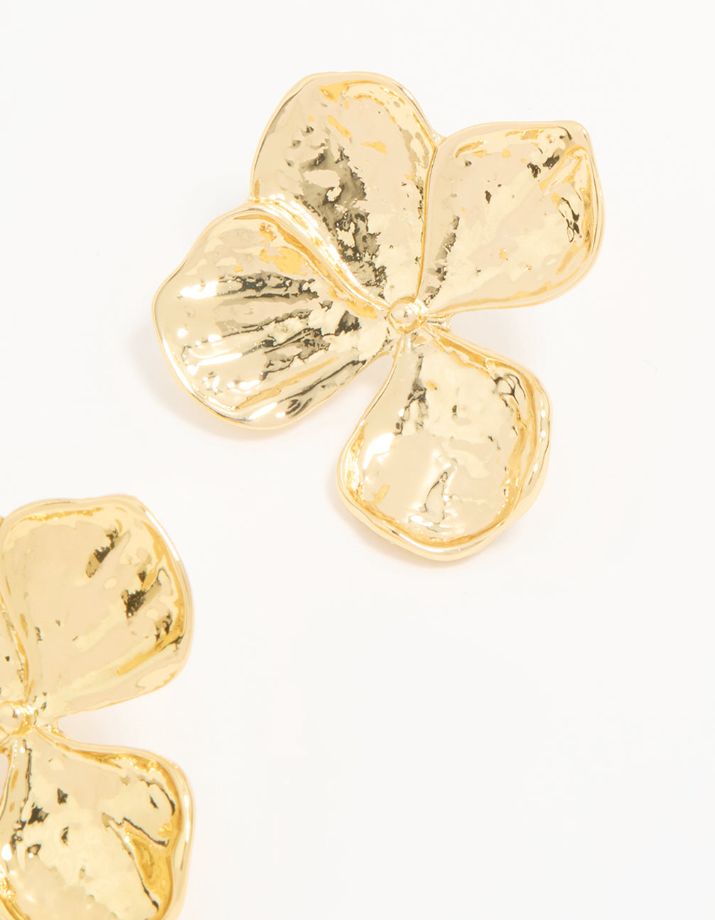 Gold Plated Textured Flower Stud Earrings