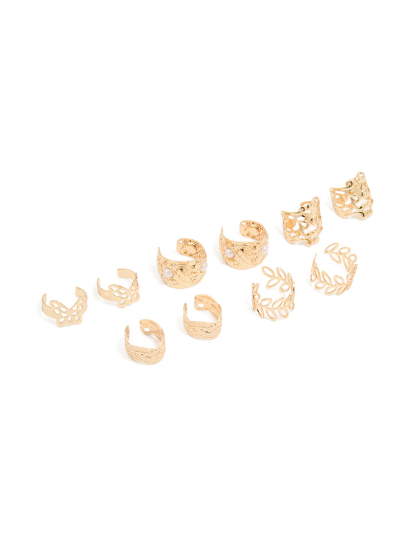 Gold Plated Mixed Ear Cuffs 8-Pack