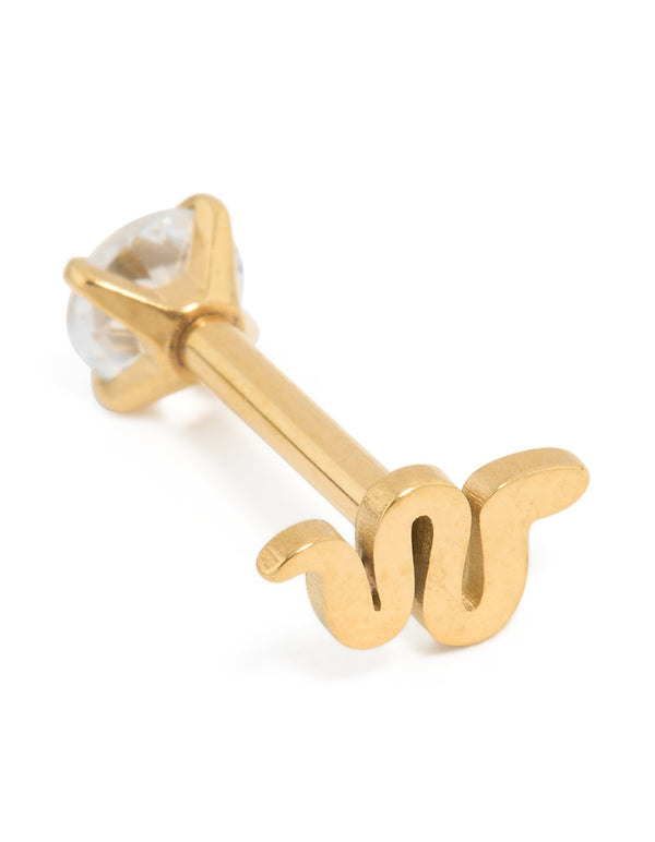 Gold Plated Surgical Steel Cubic Zirconia Reversible Smooth Flat Back Stud