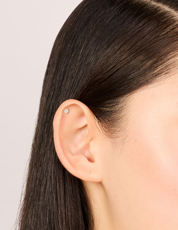 Gold Plated Titanium Cubic Zirconia & Plain Flat Back Studs 3-Pack