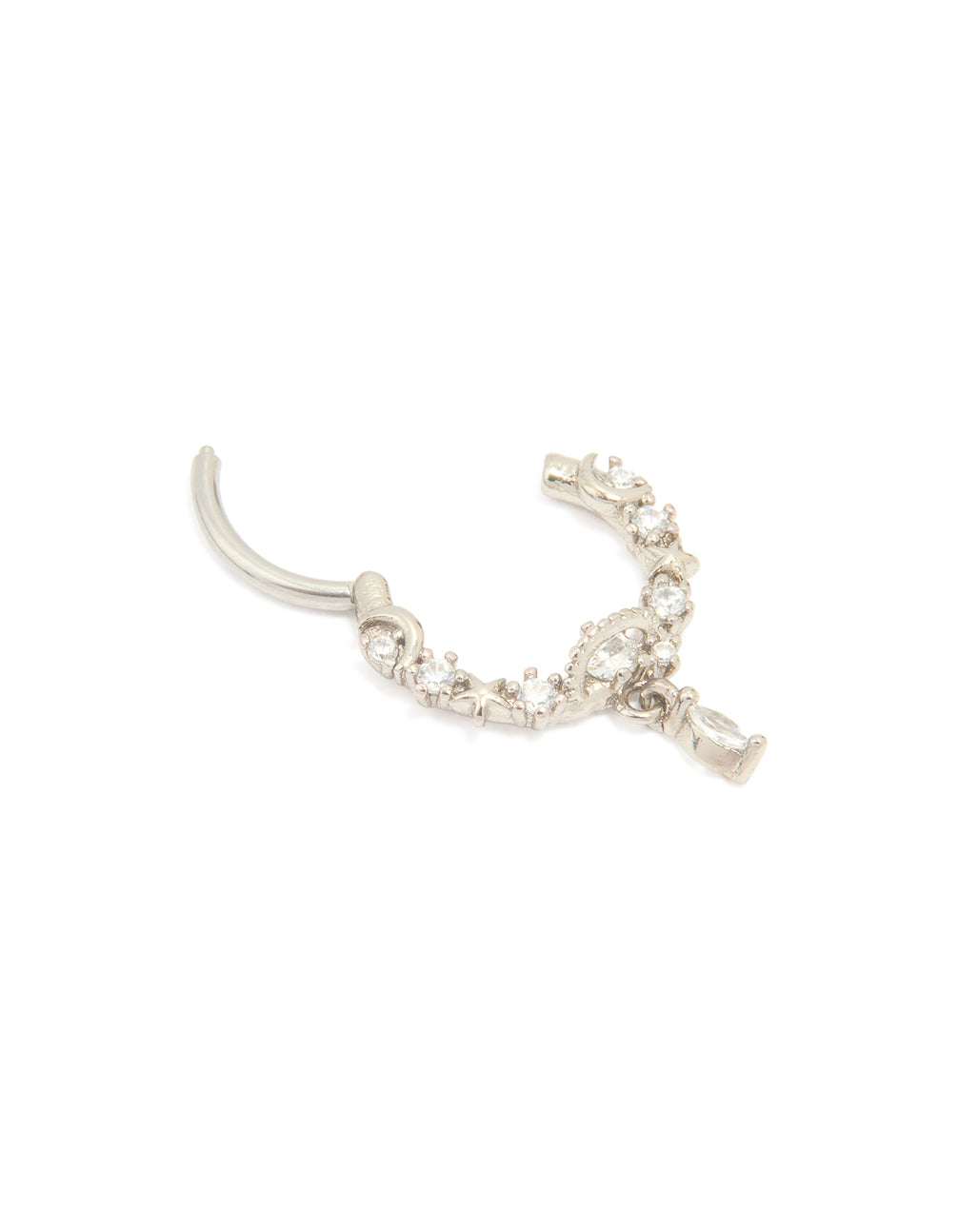 Titanium Cubic Zirconia Drop Clicker Ring