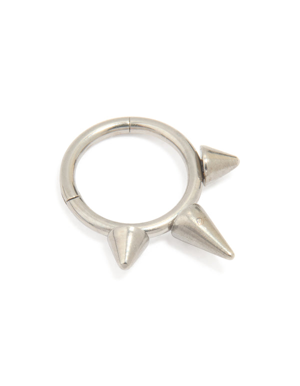 Titanium Pointed Punk Clicker Ring