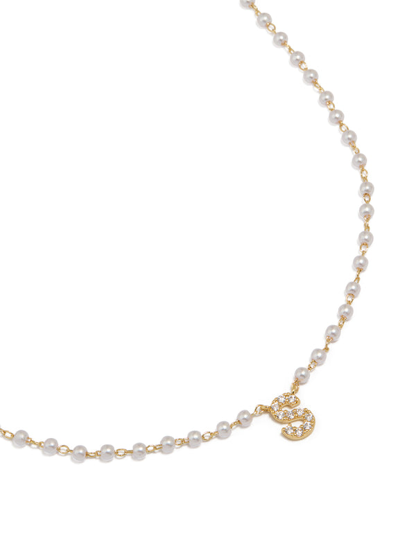 Gold Plated Pearl Letter S Necklace