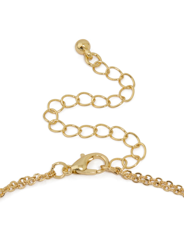 Gold Plated Cubic Zirconia Bezel Letter S Layered Necklace