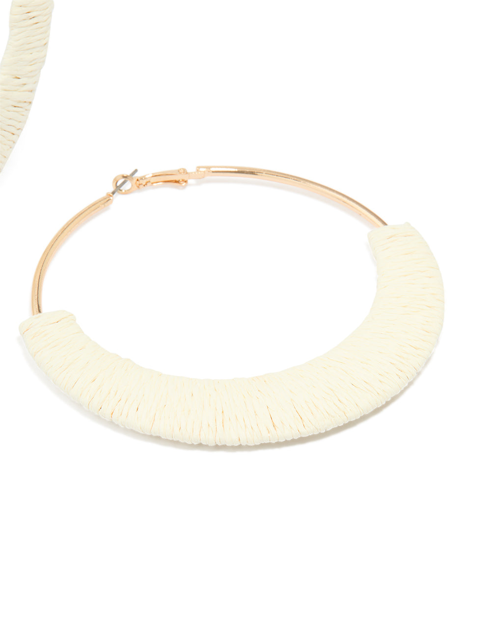 Cream Raffia Large Hoop Earrings