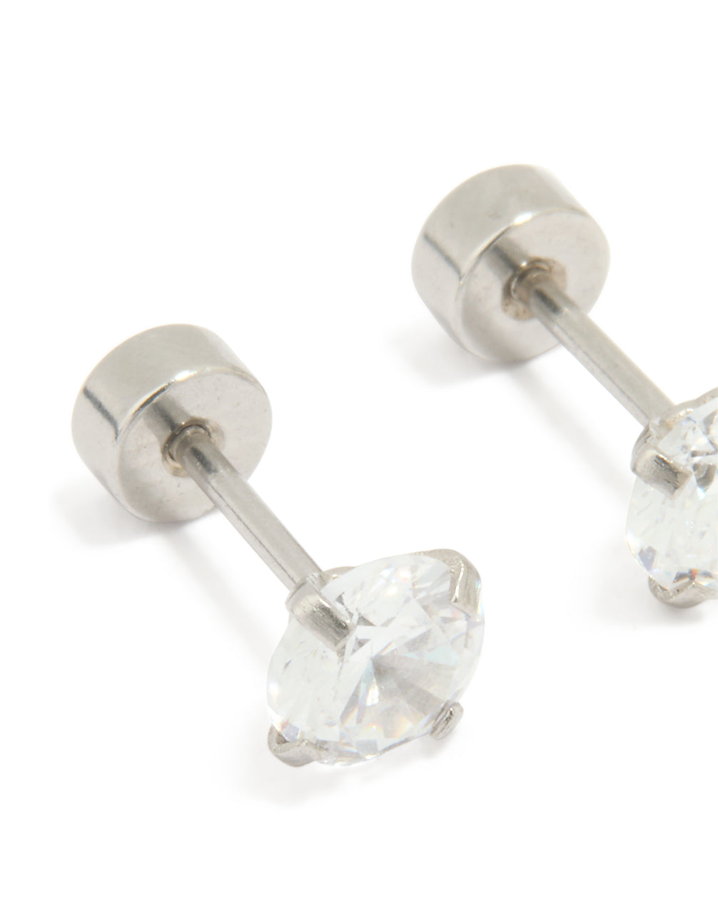 Kids Surgical Steel Cubic Zirconia 1 Carat Flat Back Studs