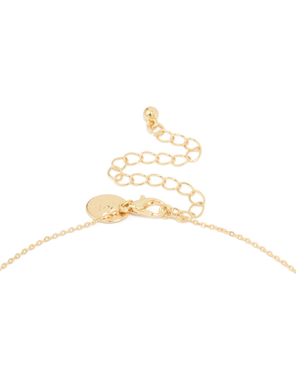 Gold Plated Cubic Zirconia Baguette Cross Pendant Necklace