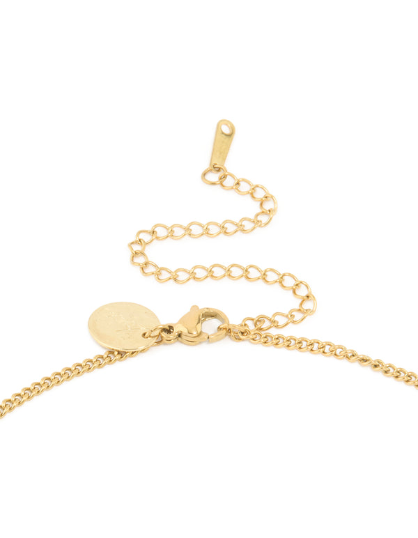 Waterproof Gold Plated Stainless Steel Circle Leo Zodiac Sign Necklace