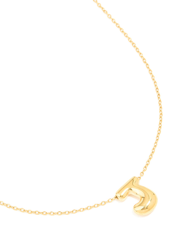 Waterproof Gold Plated Stainless Steel Large Bubble Letter J Necklace