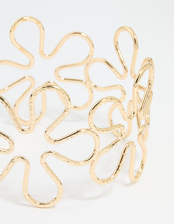 Gold Large Flower Arm Cuff