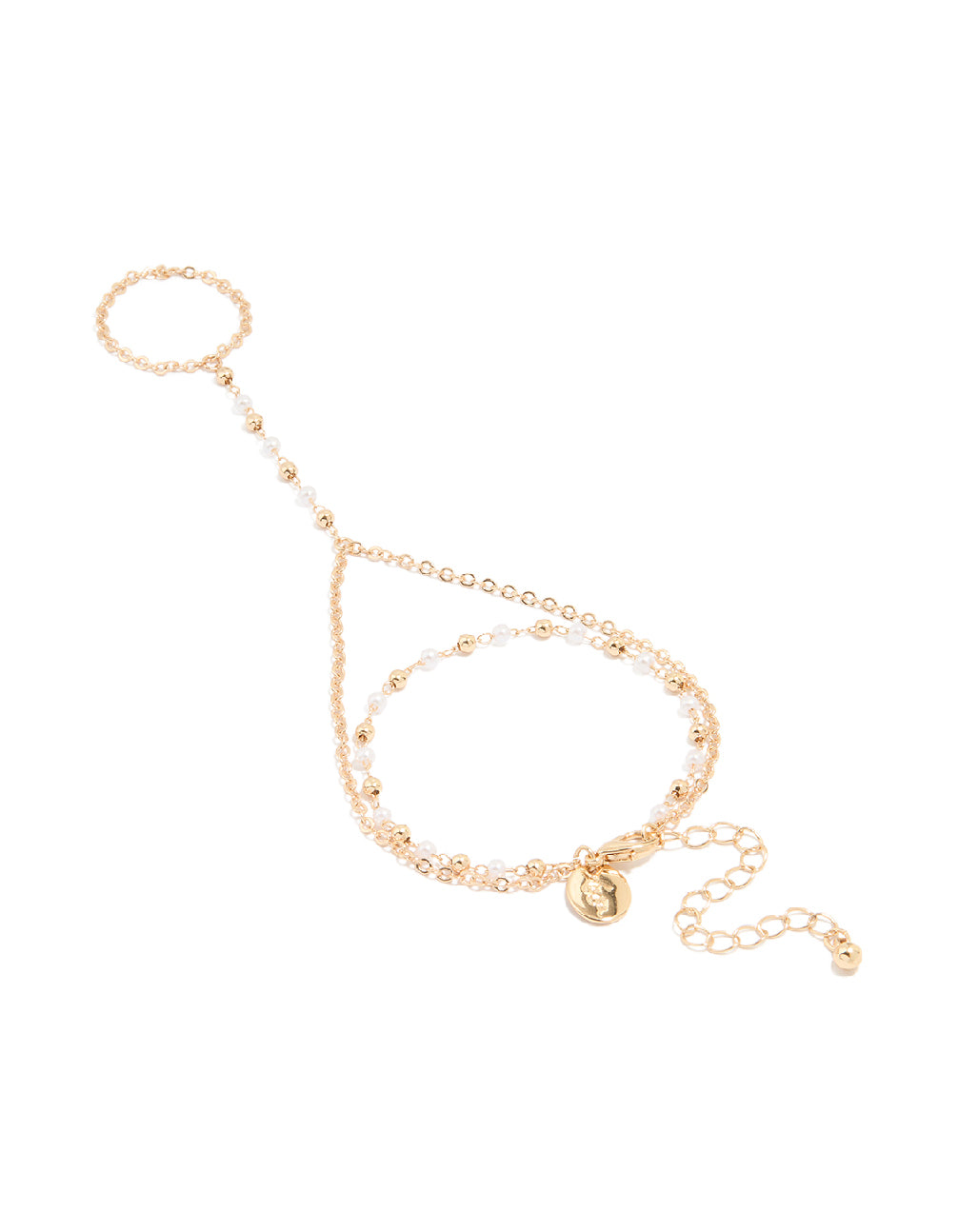 Gold Pearl Dainty Hand Chain