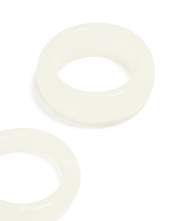 White Acrylic Marbled Rings 2-Pack