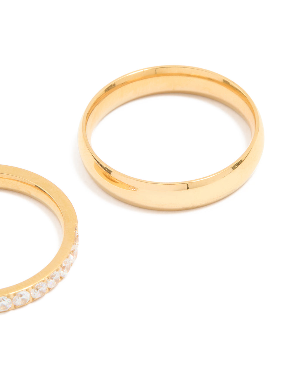 Designed with waterproof gold plated stainless steel diamante and smooth rings 2-pack side detail view
