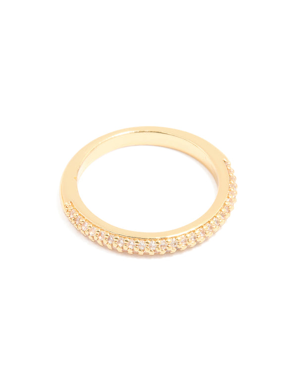 Gold Plated Cubic Zirconia Band Rings 3-Pack